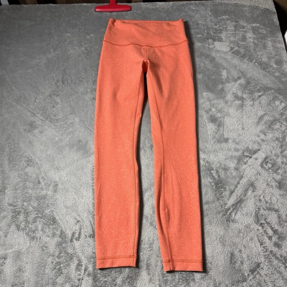 lululemon athletica Pants - Lululemon  SZ 4 ‎ Wunder Train High Rise Tight Coral Orange Printed Everlux